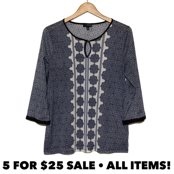 The Limited Tops - The Limited Stretchy Printed Blouse Large